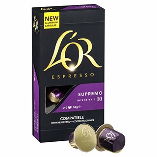 绝对值 L'OR Supremo浓缩胶囊咖啡 浓度10 （10盒，共100粒）兼容Nespresso咖啡机