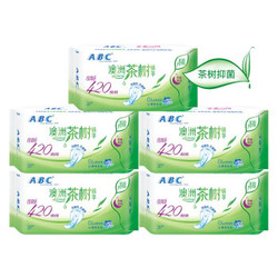 ABC 卫生巾套装超长夜用420mm澳洲茶树精华 澳洲茶树420mm*3片*5包 *3件