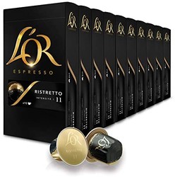 L'Or Espresso Ristretto 10 Intensity 11 铝制咖啡胶囊，52克，10包（共100粒胶囊）