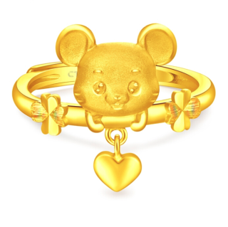 商品chow tai fook 周大福 f217777 女士十二生肖鼠金鼠24k黄金戒指