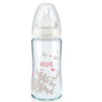NUK 婴儿宽口径玻璃奶瓶 白色蝴蝶 240ml