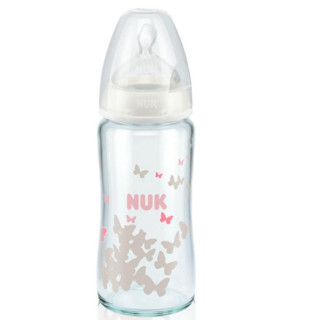 NUK 婴儿宽口径玻璃奶瓶 白色蝴蝶 240ml