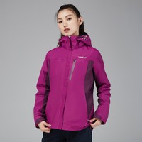 探路者 胸袋设计 YKK拉链  长袖 女式套绒冲锋衣 L 艳紫/葡萄紫