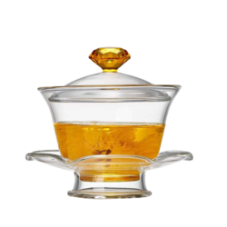 耐热玻璃功夫茶具盖碗三才碗品茗杯花茶杯 琥珀盖盖碗(200ML) *2件