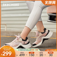 Skechers斯凯奇秋冬女鞋熊猫鞋运动鞋厚底老爹鞋子休闲鞋潮鞋（36.5、全黑色/BBK）