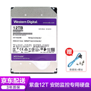 西部数据（WD）紫盘 12T 企业安防监控录像机械硬盘SATA6Gb/s WD121EJRX