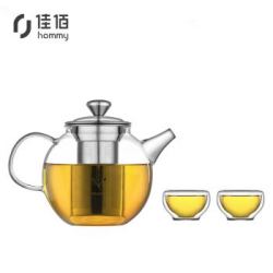 省74 43元 茶壶茶具 佳佰一壶两杯耐高温玻璃茶壶茶具套装防爆耐热玻璃花茶壶加厚可明火加热煮茶壶泡茶器 什么值得买
