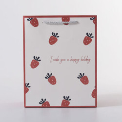 ins简约礼品袋生日礼物袋手提袋韩版伴手礼袋包装袋纸袋礼物盒子 Happy-草莓 小号1个