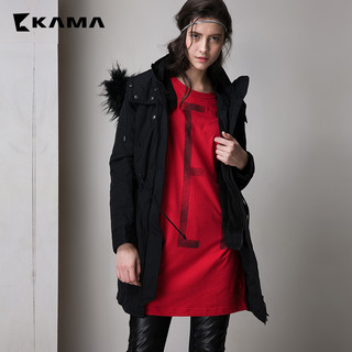 KAMA 卡玛 7415753 女士中长款棉服两件套