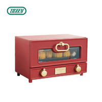 Toffy 电烤箱 日本网红复古烤箱 12L多功能家用烘焙蒸箱烤箱一体机旋钮加热迷你全自动蒸汽小烤箱K-TS2 古典红 *3件