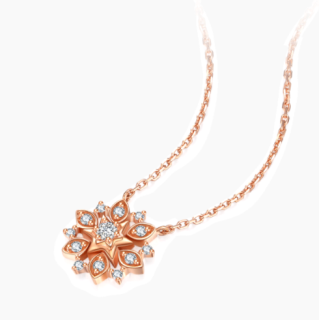zocai佐卡伊珠宝c00158女士太阳花18k玫瑰金钻石项链