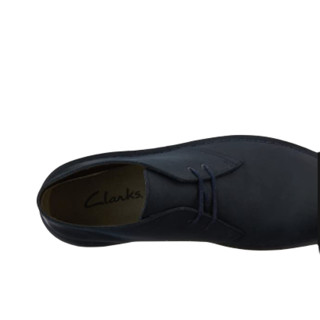 Clarks 其乐 Bushacre 2系列男士皮革系带方跟短筒沙漠靴26082286 黑色US 10.5 M