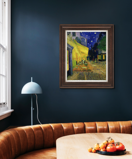 艺术品：梵高《星空下的咖啡厅》风景油画 客厅装饰画挂画 70*60cm