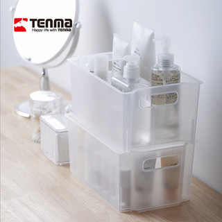 Tenma天马株式会社桌面收纳盒家用厨房浴室储物箱塑料整理箱（M号单个装（26cm*36cm*11cm）-磨砂白）