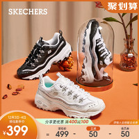 Skechers斯凯奇熊猫鞋厚底老爹鞋女ins潮鞋休闲运动鞋子秋冬（36、11914黑色/白色/BKW）