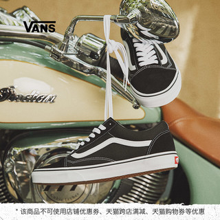 Vans范斯官方 3HY28经典款黑白男鞋女鞋Old Skool低帮潮板鞋（43、黑色）