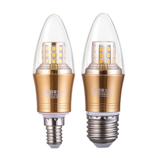 雷士照明 e27e14螺口LED灯泡吊灯白光光源家用超亮节能蜡烛灯尖泡（其它、9瓦LED灯泡、暖黄）