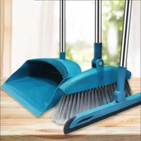 扫把簸箕套装组合家用扫地神器单个刮板笤帚软毛套扫 扫把簸箕刮水器浅蓝绿三件套