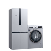 SIEMENS 西门子 冰洗套装 KM47EA16TI变频十字对开门冰箱 478L 银色 WG42A2Z81W洗衣机 9kg 银色