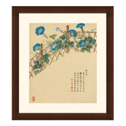 花卉国画《牵牛花图》邹一桂 背景墙装饰画挂画 茶褐色 42×47cm