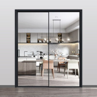 欧贝迪厨房推拉门卫生间门阳台推拉门客厅隔断移门极窄简约钛镁合金隔音三联动玻璃门d101 1.6cm地轨（免费升级超白水晶玻璃）/m²