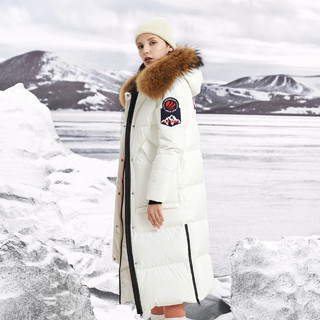 波司登极寒系列大毛领鹅绒羽绒服加长款保暖防风冬季外套羽绒服（160/84A、预售-云朵白8211）
