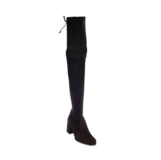 STUART WEITZMAN 斯图尔特·韦茨曼 TIELAND系列女士纯色皮革过膝高跟长筒靴 黑色37
