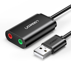 绿联 u UGREEN 绿联 usb 音频转换器sb外置声卡台式机笔记本电脑外接独立音频转换器转接耳机音响话筒麦克风手机3.5吃鸡直播免驱动适用ps4