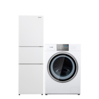 Panasonic 松下 冰洗套装 NR-JS30AX1-W变频三门冰箱 303L+XQG100-NGA6F洗烘一体机 洗10kg烘6kg 白色