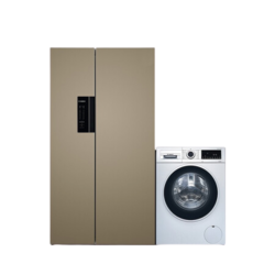 BOSCH 博世 冰洗套装 KAN92ENQTI变频对开门冰箱 608L 流沙金+WGA152X80W滚筒洗衣机 10kg 银色