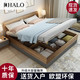 实木收纳床1.8米单双人床主次卧现代简约1.5米高箱储物床