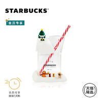 星巴克 480ml圣诞款牛奶盒造型玻璃杯 个性咖啡杯水杯 天猫精选款