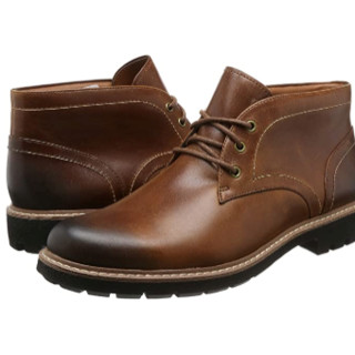Clarks 其乐 Batcombe Lo系列男士英伦复古皮革系带方跟短靴261274737 深棕褐色41