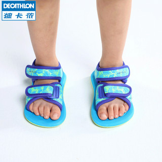 迪卡侬女童凉鞋夏季软底儿童魔术贴宝宝鞋子男童运动小童鞋NAB E（28、蓝色树叶）