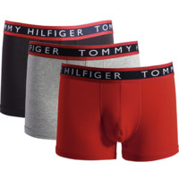 TOMMY HILFIGER 汤米·希尔费格 男士棉质纯色平角内裤套装09T0963 600 Red 3条装(红色M+灰色M+黑色M)