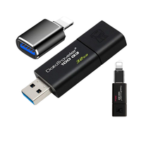 Kingston 金士顿 DT100G3 U盘 OTG转接头苹果接口 32GB USB3.0 黑色