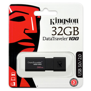Kingston 金士顿 DT100G3 U盘 OTG转接头苹果接口 32GB USB3.0 黑色