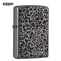 美国进口之宝（ZIPPO）防风煤油打火机不含油 唐草浮萍-银黑色 品牌直供原装正版