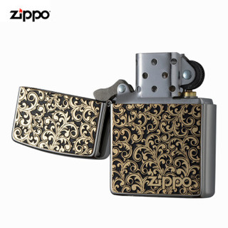 美国进口之宝（ZIPPO）防风煤油打火机不含油 唐草浮萍-黑色 品牌直供原装正版