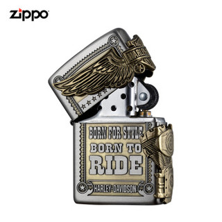 美国进口之宝（ZIPPO）防风煤油打火机不含油 哈雷侧鹰广告图-银色 品牌直供原装正版