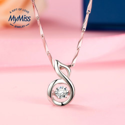 Mymiss爱的音符 镶嵌施华洛世奇人工锆石925银项链女生日礼物