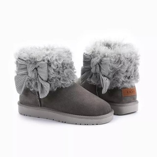 OZWEAR UGG 卷毛温妮蝴蝶结 雪地靴   OB470  雾粉色 35