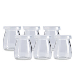 展艺烘焙工具 布丁瓶 布丁粉慕斯果冻玻璃杯 酸奶瓶带盖6个装 *2件
