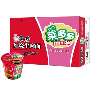 康师傅 菜多多 红烧牛肉面 mini桶 64g*12桶