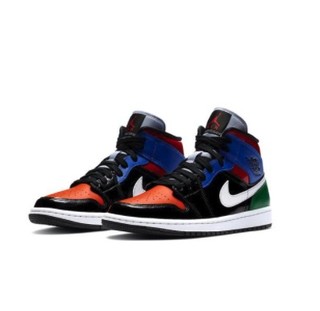 AIR JORDAN Air Jordan 1 Mid SE 女士篮球鞋 CV5276-001 黑/皇家蓝/松绿/大学红