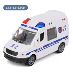 儿童玩具车救护车警车模型带声光音效合金车仿真面包车男孩生日礼物 中号110警车