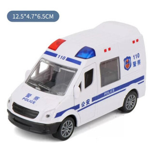 移动端：儿童玩具车救护车警车模型带声光音效合金车仿真面包车男孩生日礼物 中号110警车
