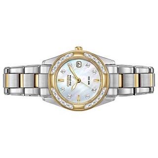 CITIZEN 西铁城 光动能腕表系列 EW1824-57D 女士光动能手表 26mm 贝母盘 间金不锈钢带 圆形