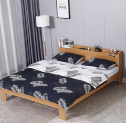 喜视美 北欧实木现代简约板式床家用1.8米双人床小户型卧室家具 榉木色 1.5米*2米-单床