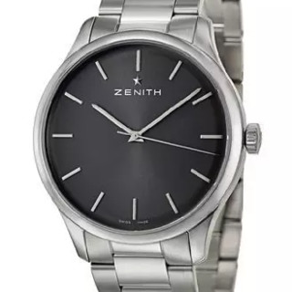 ZENITH 真力时 指挥官系列 03.5010.2562/91.M5010 男士机械表 40mm 黑盘 银色不锈钢表带 圆形